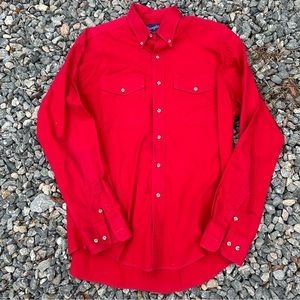 Vintage 80s Wrangler men's button down long tail shirt